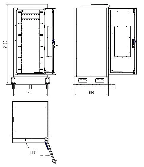 DDF ODF 19/21 Inch Outdoor Assembly Battery Compartment Fiber Optic Distribution Cross Connect Base Station Cabinet