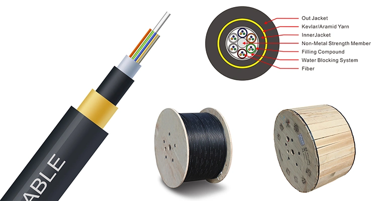 Outdoor Aerial 24/36/48 Core Single Mode Large Span Dielectric Self-Supporting Network ADSS Fiber Optic/Optical Communication Cable